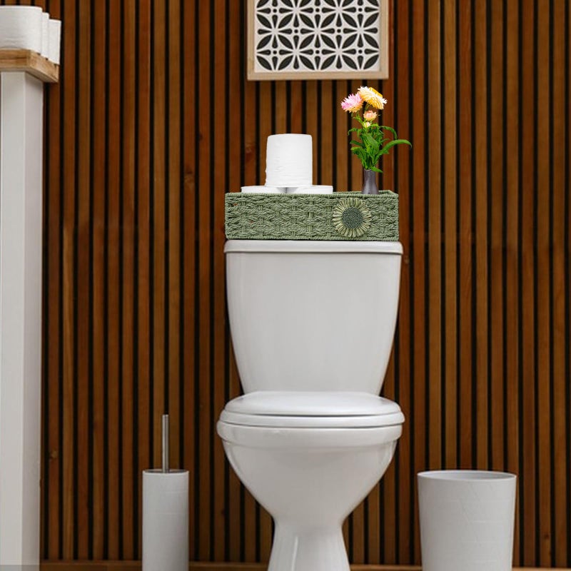 DUO ER DUOER Toilet Paper Basket for Tank Top Bathroom Baskets for Organizing Bathroom Tray for Counter Storage Basket for Bathroom Organizer-Green - Image 4